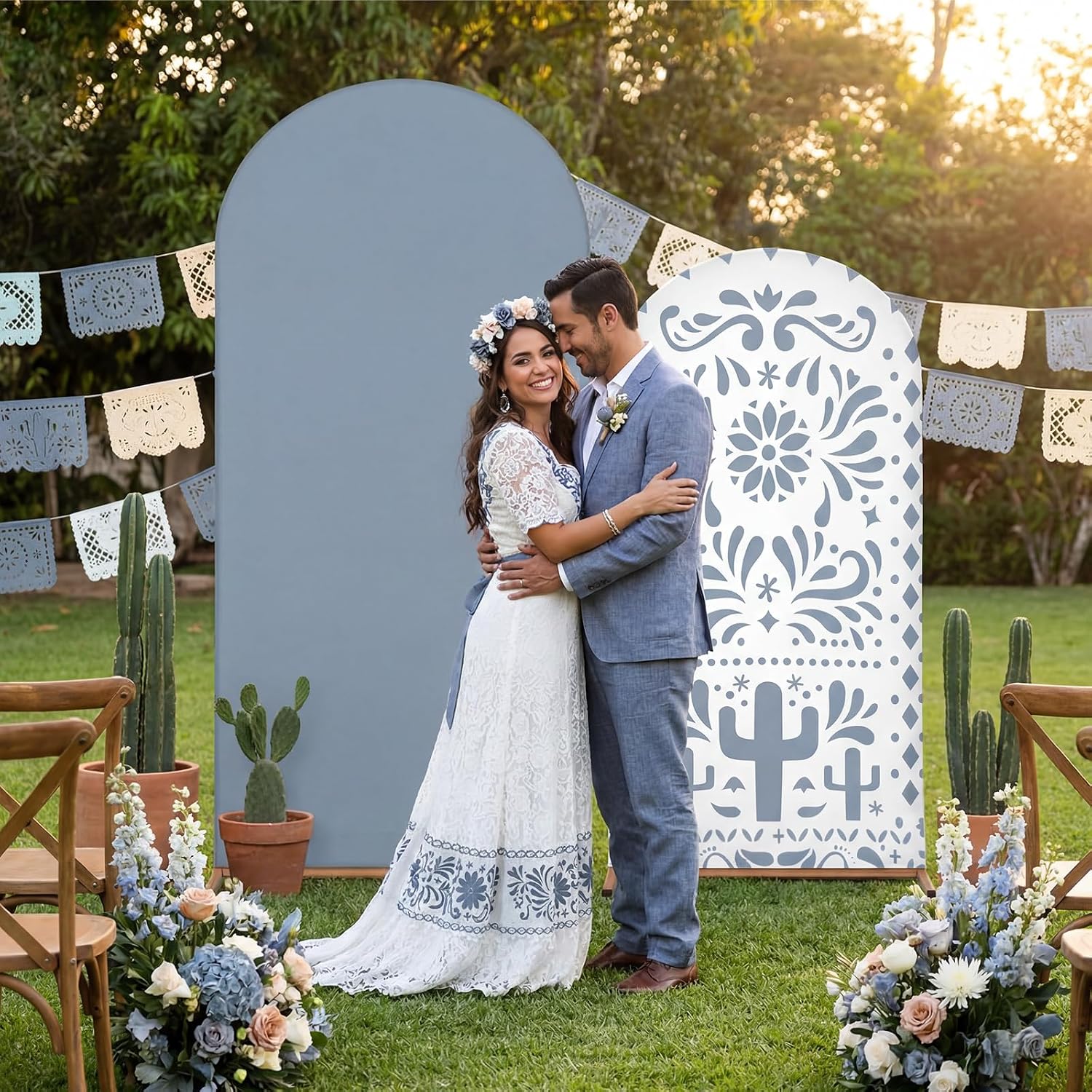 Dessert Table Backdrop - Maßgefertigter 2-seitiger Mexiko Cielito Lindo Bogen-Hintergrund