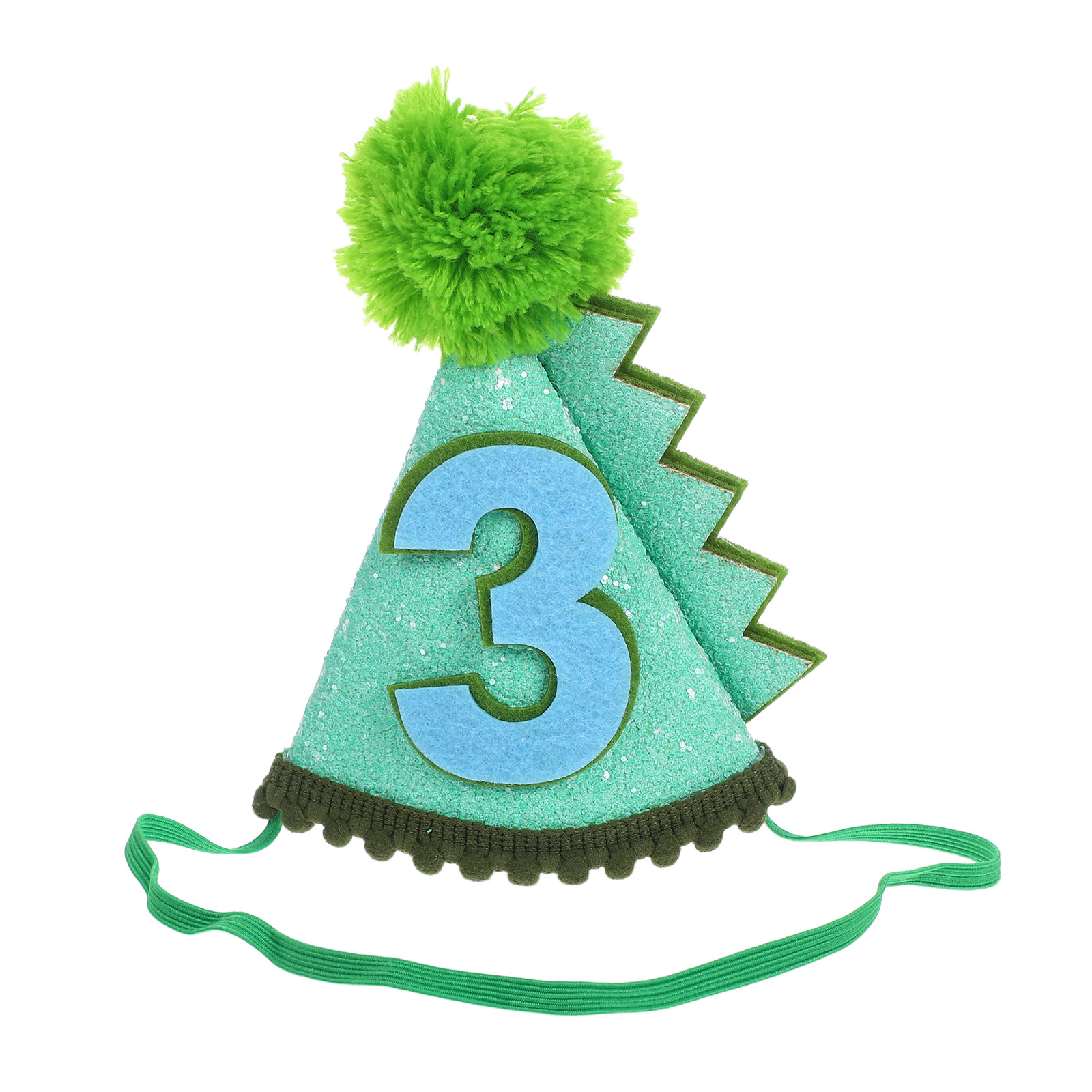 Party Hat Cone - Dinosaurier-Geburtstagshut, grüner kegelförmiger Paillettenhut mit der